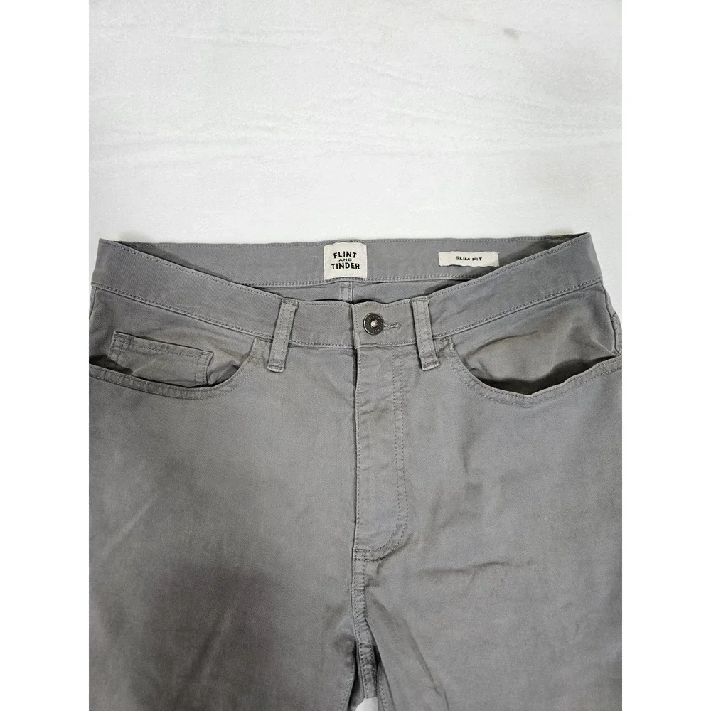Flint and Tinder‎ Slim Fit Chinos Pants Mens 32x33 Gray Casual Trousers